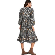 Fall Floral Tiered Midi Dress M Cottagecore Boho Prairie Rustic Modest Teacher