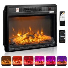 26" Recessed Electric Fireplace Insert Log Flame Heater w/ Remote Control & WIFI