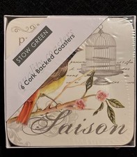 Stow Green 6 Bird Cork Backed Coasters