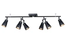 6 Light Modern Industrial Track Lighting Fixtures with Matte Black, Swivel Ro...