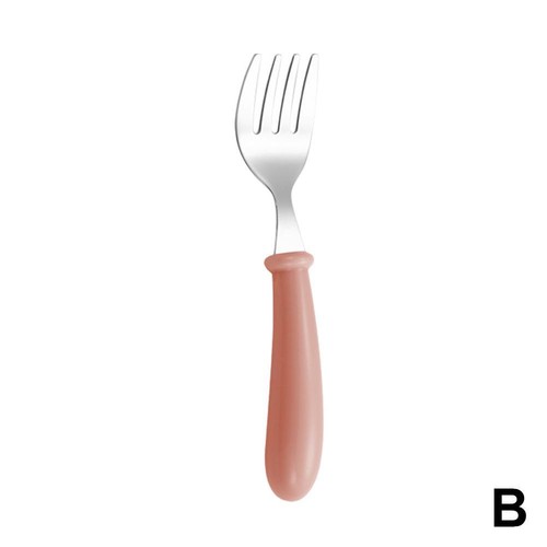 Steel Toddler Spoons, Kids Cutlery Spoons Round ↗ with Fork and Q7J2