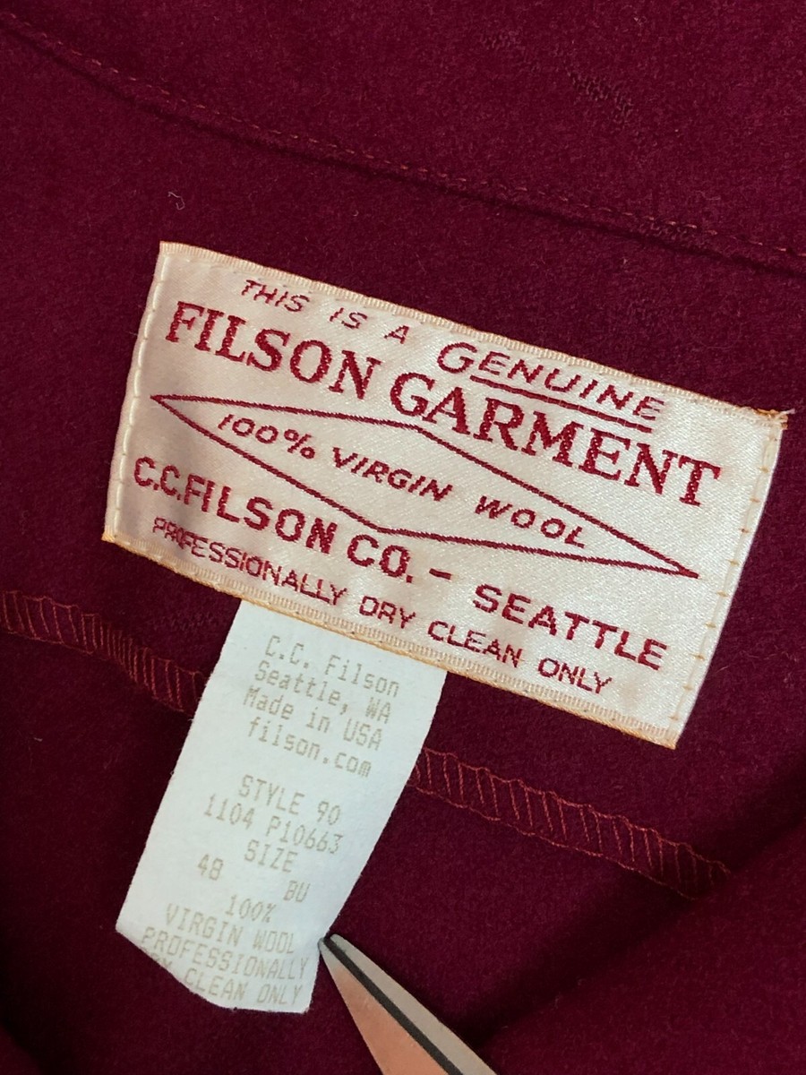 Filson Garment Vintage Virgin Wool Jacket Coat Rare Mens size 48