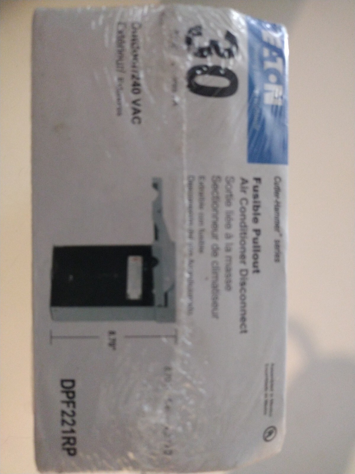 Eaton DPF 221RP 30A 2-Poles Fused Pullout AC Disconnect 5.4 Lx3.15 Wx8.7 H in.