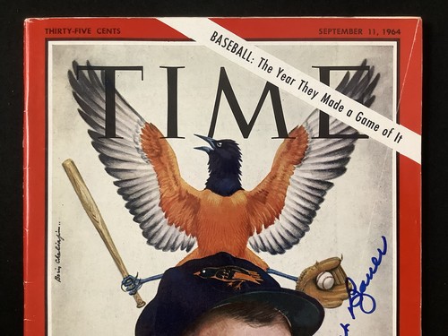 Hank Bauer Signed Time Mag 8/11/64 Baseball Manager Hank Henry Bauer Auto JSA - Picture 2 of 4