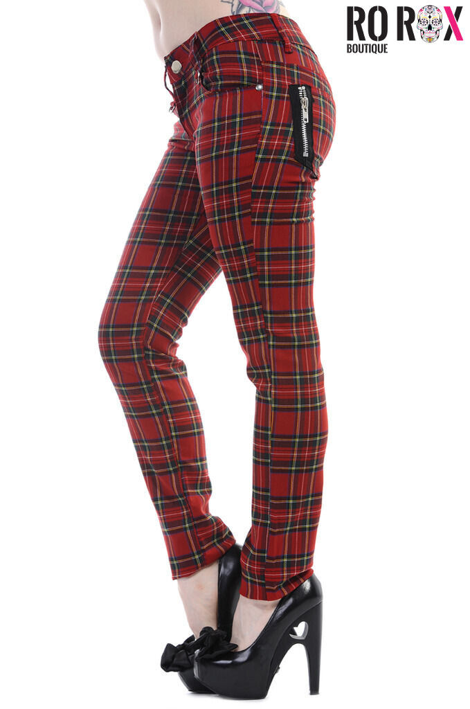 Women's Tartan Jeans Skinny Trousers - Ladies Plaid Check Women's Tartan Jeans Skinny Trousers - Ladies Plaid Check