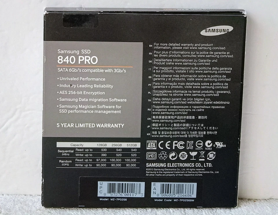 Samsung 840 PRO Solid State Drive 256 GB Storage 2.5" MZ-7PD256BW SATA III Seal - Image 2 of 4