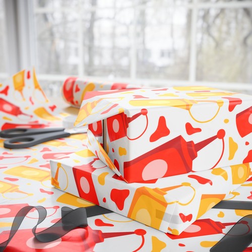 Ketchup and Mustard Bottles Premium Eco-Friendly Decorative Gift Wrapping Paper - Picture 6 of 21