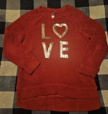 No Boundaries Juniors Red Love Fuzzy Sweater Size Medium
