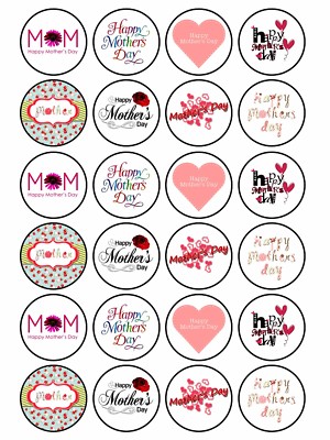 24 x Essbar Muttertag Geburtstag Mama Mama Nanny Cupcake Tortenaufleger