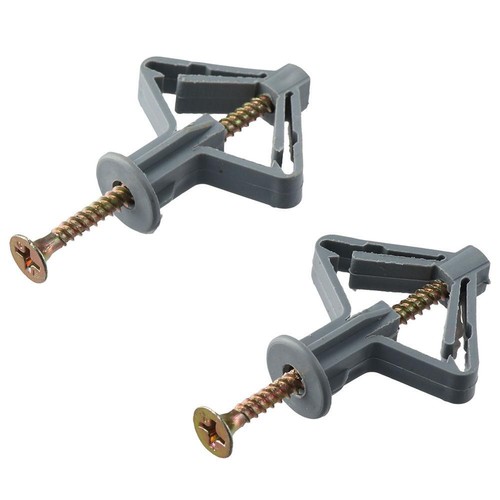 100 PCS Grey Drywall Anchor Kit Plugs & Screws Butterfly Anchors Gypsum