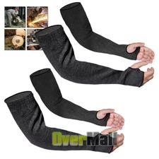 2 Pairs Level 5 Cut Resistant Sleeves with Thumb Hole 18 Inches Arm Protection