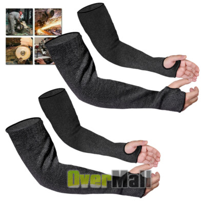 2 Pairs Level 5 Cut Resistant Sleeves with Thumb Hole 18 Inches Arm Protection