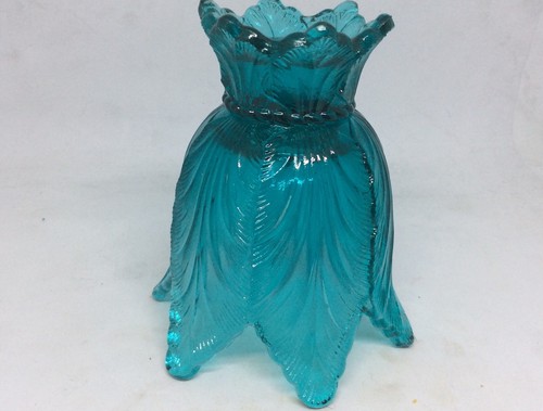 Fenton Art Glass Tulip Teal Blue Reversible Candle OR Votive Holder 4” - Picture 2 of 3