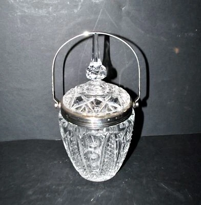 Sucrier Bonbonnière en cristal moulé - Seau à glace vintage anse chromé H23cm - Photo 1/4