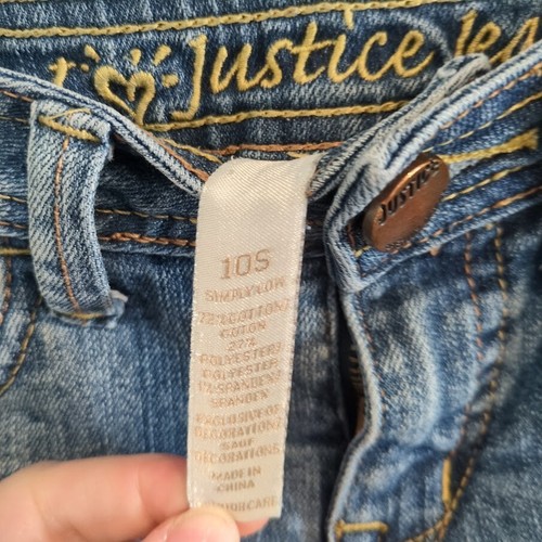 Justice Jeans Blue Denim Shorts Girls 10 S Slim Rolled Cuff - Picture 4 of 5