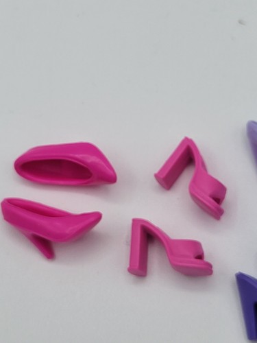 Mix Lot 2000's Barbie Doll Shoes Open Mules Slides Heels Pink Purple Made China - Picture 4 of 17