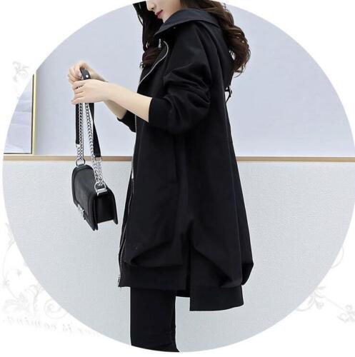 Nuevo Primavera/Otoño Para Mujer Chaqueta con Capucha Informal Largo Cremallera Abrigos Gabardina Regalo - Imagen 10 de 28