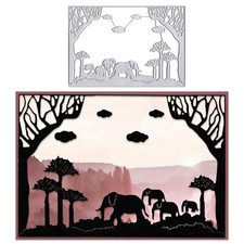 Elephants Background Cutting Dies Animals Frame Background Die Cuts for Card ...