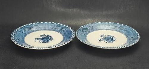 C1950 Currier & Ives Royal Blue Cup Saucer Star of Road Replacement Steamboat - Picture 11 of 14