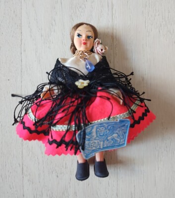Vintage 1950s Miniature 5'' Doll Italian Venice Folk Costume Venezia Dollhouse