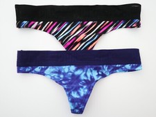2 NEW Victoria's Secret VTG 2015 PINK Logo Cotton Thong Panties Lot XS X-SMALL