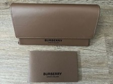 AUTHENTIC Burberry Camel Brown Soft Leather Triangle Sunglass Case w/ Manual