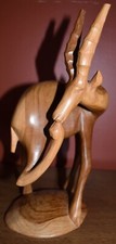 VTG Wood Gazelle Antelope Hand Carved Kenya Figurine Sculpture Oryx Eland 11.5