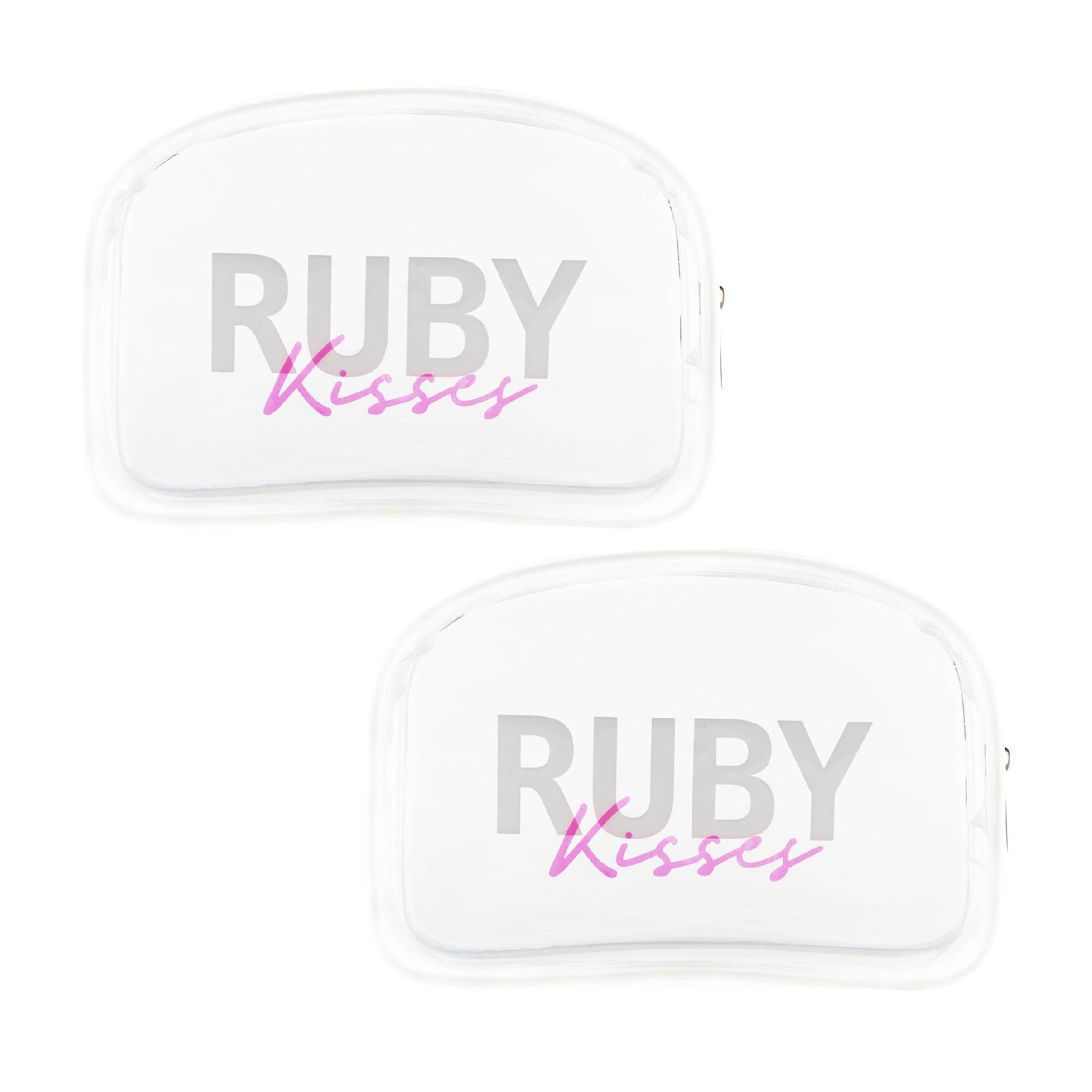 Ruby Kisses Clear Makeup Bag 2pcs with Zipper, Waterproof & Durable Beauty Ba...