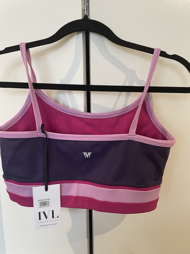IVL Collective Engineered Stripe Sports Bottoms/Bra top Purple/Pink SZ P/S NWT - Picture 7 of 14