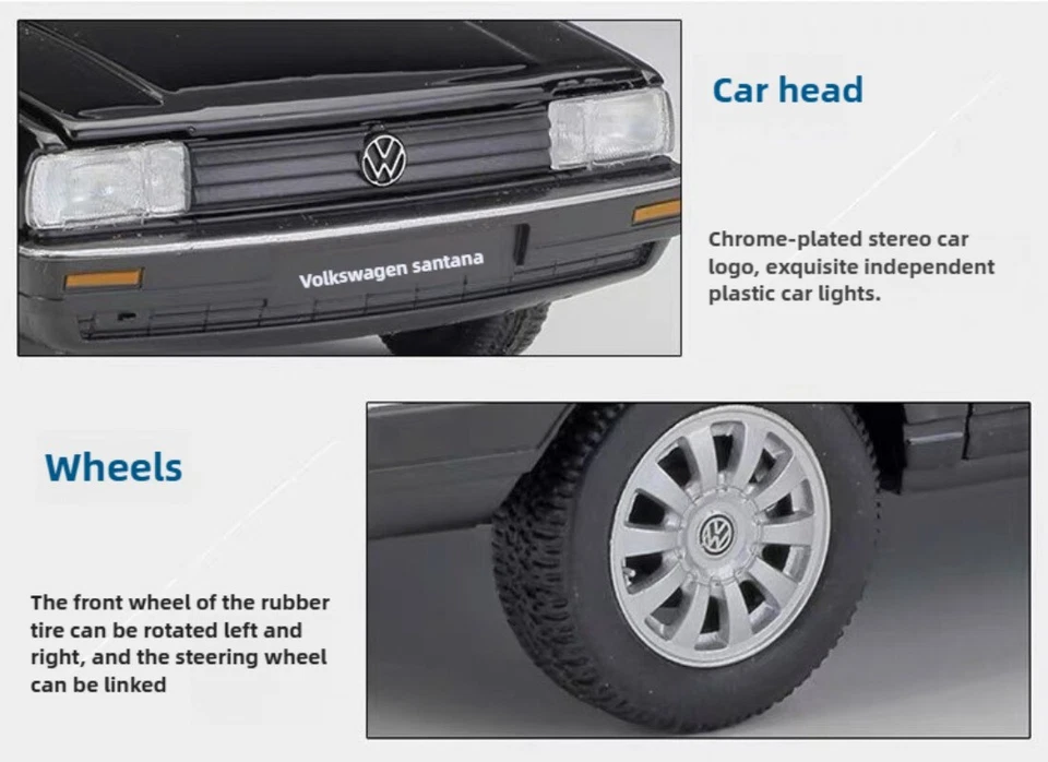 Volkswagen VW Santana escala 1:24 blanco y negro modelo de coche juguetes adorno IDEA DE REGALO Foto 4 de 4