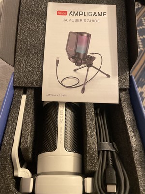 Fifine Ampligame A6V USB Gaming Microphone RGB Light w/ Pop Filter + Shock Mount