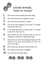 Cocker Spaniel "Rules for Humans" - CUSTOM MATTED - Dog Art Print : GIFT