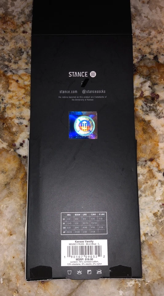 Calcetines STANCE University Kansas Jayhawks Varsity negros grises NUEVOS para hombre L 9-12 Foto 3 de 3