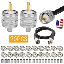 20x UHF PL-259 Male Crimp Connectors Coax Cable Adapter for RG8X LMR240 Wire