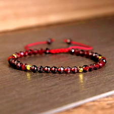 4mm Garnet Crystal Gemstone Faceted Beads Dainty Bracelet Healing Energy Gift