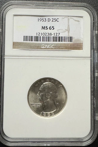 1953 D 25C Washington Silver Quarter NGC MS 65