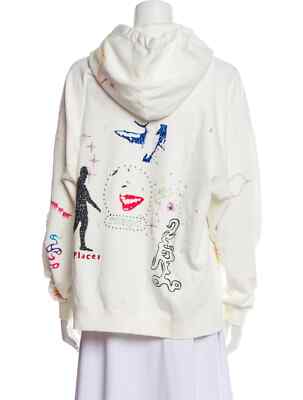 NEW $595 R13 Oversized hoodie with motif print in off-white XS | eBay
