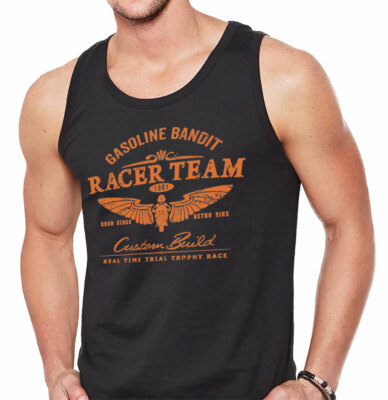 Biker Tank Top Muskelshirt GASOLINE BANDIT Racer Team orange Shirt S - 2 XL