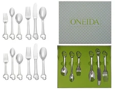Set of 2 Oneida Duckling 6 Piece Child & Baby 18/10 Stainless Flatware Set
