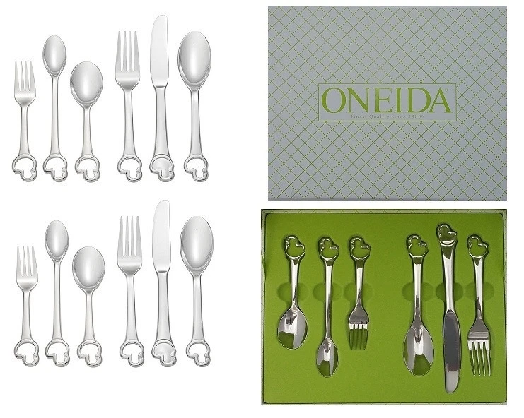 Set of 2 Oneida Duckling 6 Piece Child & Baby 18/10 Stainless Flatware Set
