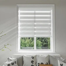 22”x 72” Zebra Roller Shades and Blinds Standard Cordless White