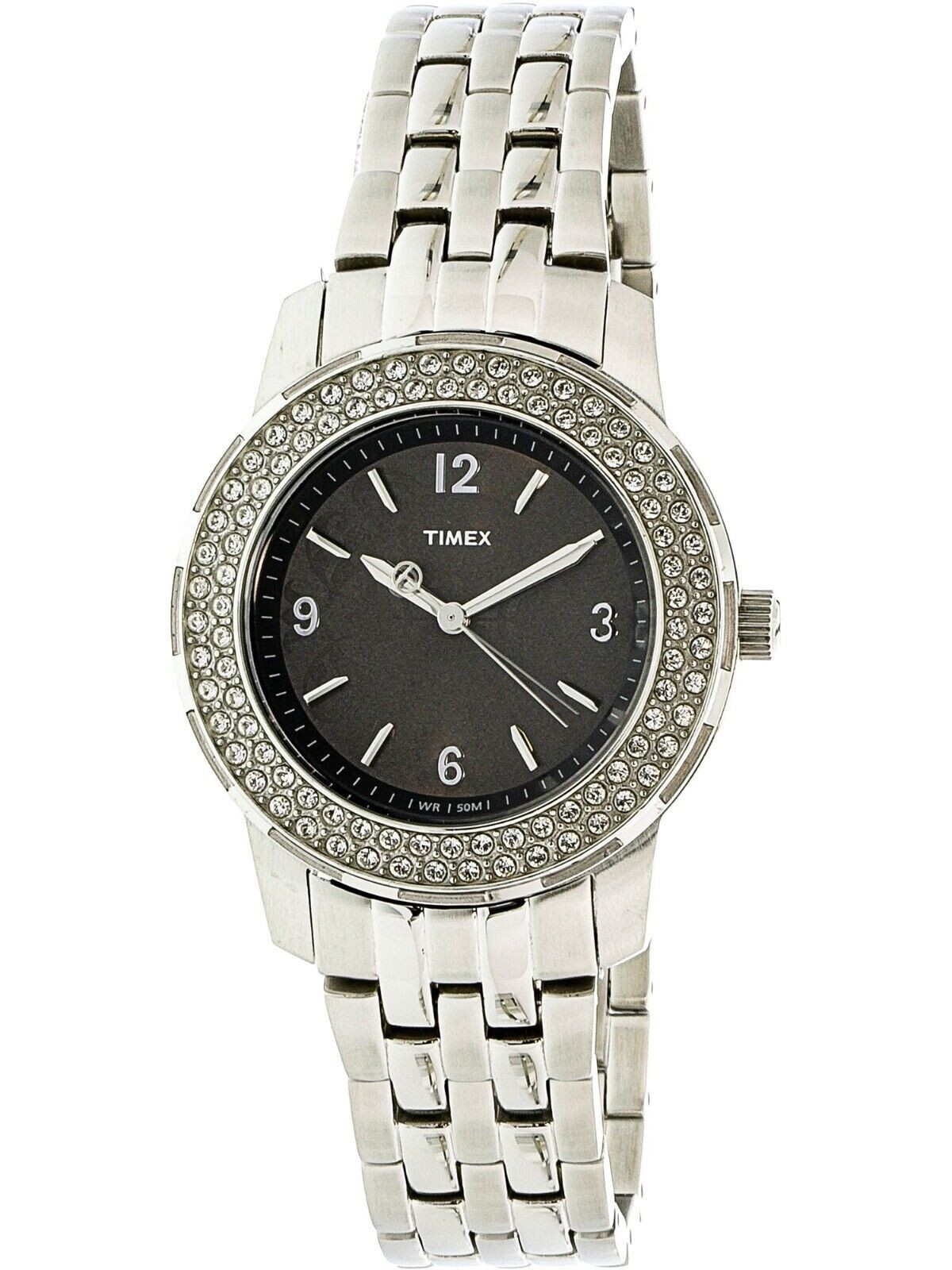 Timex T2P397 Women's Starlight Collection Crystal Black Floral Dial Watch image 2