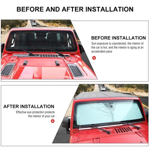 Windshield Sun Shade Heat Shield UV Visor for Jeep Wrangler TJ JK JL JT Exterior - Picture 5 of 11