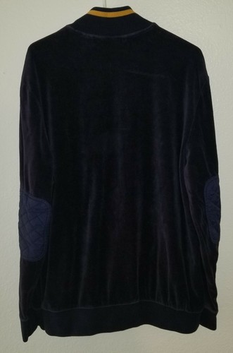 Vtg Sean John Velour Track Pullover Jacket 1/4 Zip w/ Elbow Pads XL Blue HTF - Picture 12 of 12