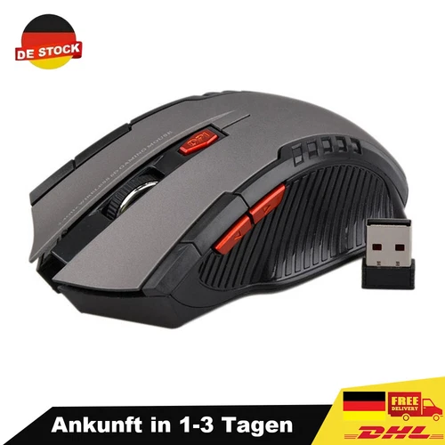 Funk Maus Büro Kabellos Wireless Mouse Für PC Laptop Schwarz Grau Rot Blau USB