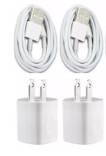 2X White Home/Travel Wall Charger for iPhone5 6 7 8 X Data Sync USB Cable Cord