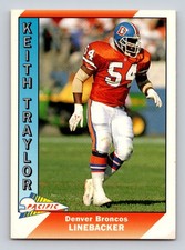 Keith Traylor Denver Broncos 1991 Pacific RC Rookie Card #577. rookie card picture