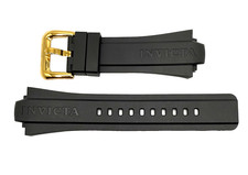 Authentic Invicta Pro Diver 23971 Black Polyurethane/Gold Buckle 32mm Watch Band