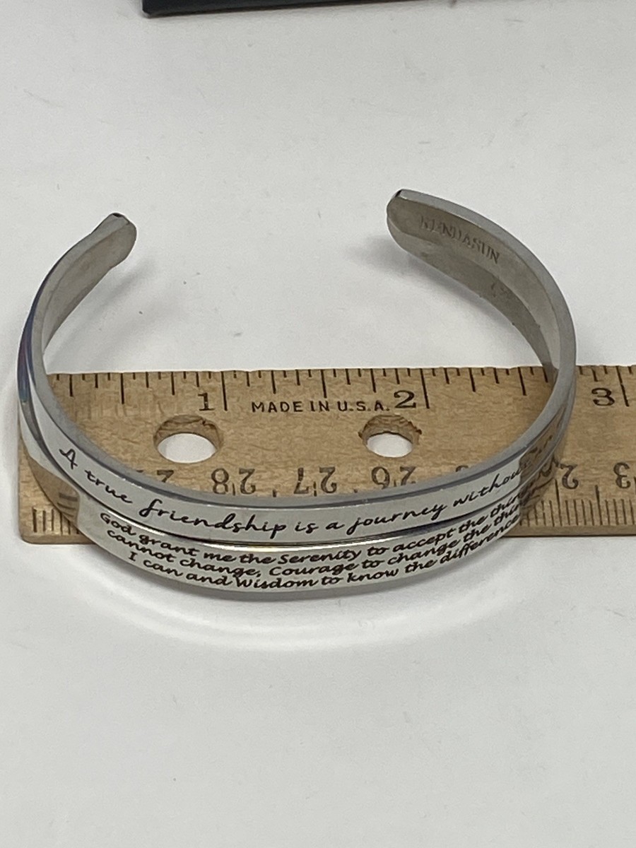 SERENITY PRAYER FRIENDSHIP 2 Bracelets Inscribed Stainless Steel Unisex Cuff View 5