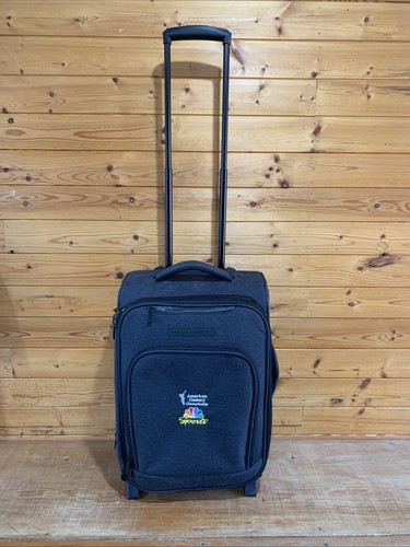 Travis Mathews Carry On Charcoal Black Suitcase Wheels Expandable 21 x 14.5 x 10